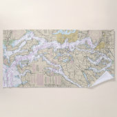 Puget Sound Nautische Grafiek 18440 Strandlaken (Voorkant)