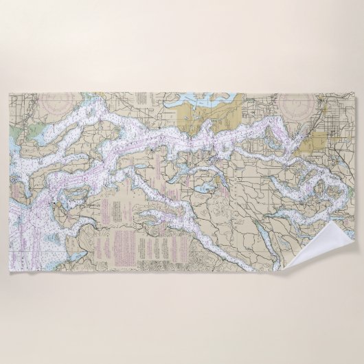 Puget Sound Nautische Grafiek 18440 Strandlaken (Voorkant)