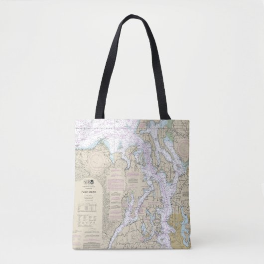 Puget Sound Nautische Grafiek 18440 Tote Bag (Voorkant)