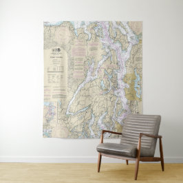 Puget Sound Nautische Grafiek 18440 Wandkleed