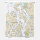 Puget Sound-Northern Part nautische kaart 18441 Fleece Deken (Voorkant)