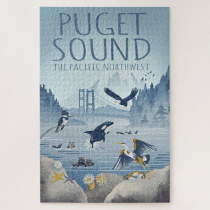 Puget Sound - Pacific Northwest Travel Art Legpuzzel