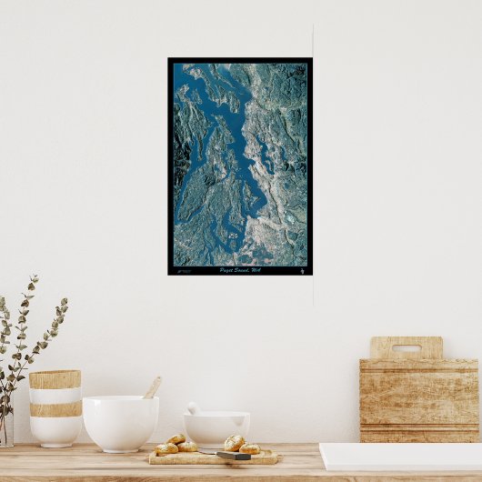 Puget Sound, poster van de satelliet van Washingto (Keuken)