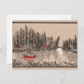 Puget Sound Red Sailboot, van het belangrijkste sc Briefkaart (Voorkant / Achterkant)