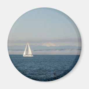 Puget Sound Sailboat and Mountain Range Magneet