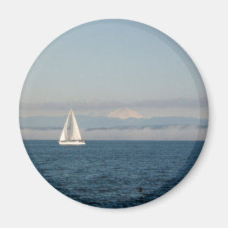 Puget Sound Sailboat and Mountain Range Magneet