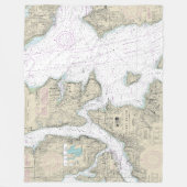 Puget Sound Seattle naar Bremerton Nautical Chart Fleece Deken (Voorkant)