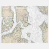Puget Sound Seattle naar Bremerton Nautical Chart Fleece Deken (Voorkant (Horizontaal))