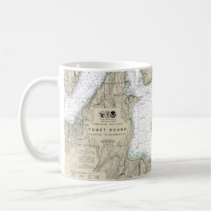Puget Sound Seattle naar Bremerton Nautical Chart Koffiemok