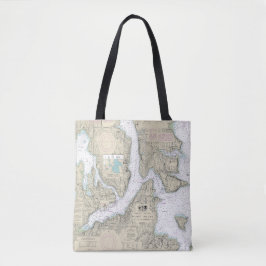 Puget Sound Seattle naar Bremerton Nautical Chart Tote Bag