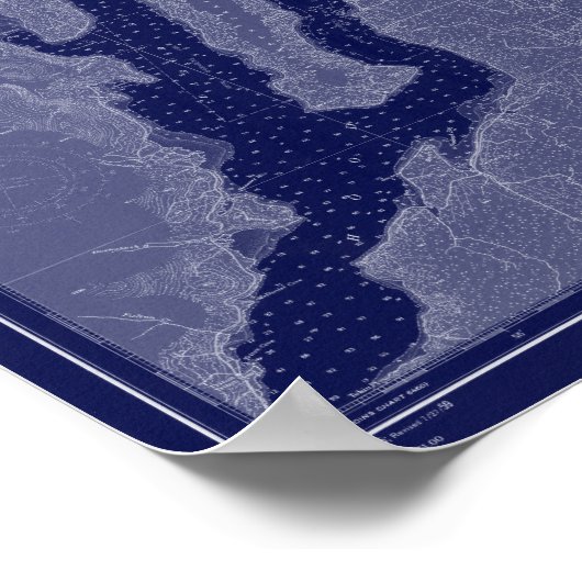 Puget Sound Seattle WA Map Nautical Chart Blue Art Poster (Hoek)