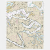 Puget Sound Southern Part Nautische kaart 18448 Fleece Deken (Voorkant)