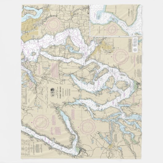 Puget Sound Southern Part Nautische kaart 18448 Fleece Deken (Voorkant)