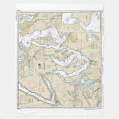 Puget Sound Southern Part Nautische kaart 18448 Fleece Deken (Voorkant)