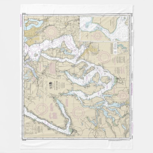 Puget Sound Southern Part Nautische kaart 18448 Fleece Deken (Voorkant)