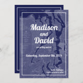 Puget Sound Vintage Kaart Trouw Save the Date Uitn (Voorkant / Achterkant)