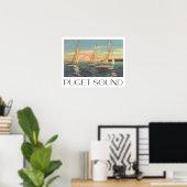 Puget Sound vintage-reisstijl Poster (Thuiskantoor)