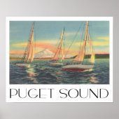 Puget Sound vintage-reisstijl Poster (Voorkant)