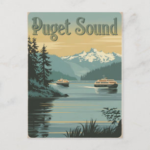 Puget Sound Vintage van Washington Briefkaart