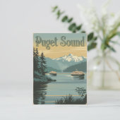 Puget Sound Vintage van Washington Briefkaart (Staand voorkant)