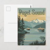 Puget Sound Vintage van Washington Briefkaart (Voorkant / Achterkant)