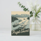 Puget Sound Vintage van Washington Briefkaart (Staand voorkant)