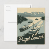 Puget Sound Vintage van Washington Briefkaart (Voorkant / Achterkant)