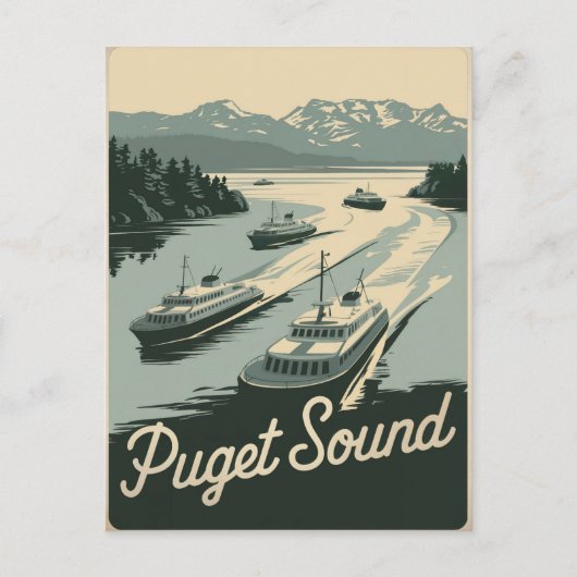 Puget Sound Vintage van Washington Briefkaart (Voorkant)