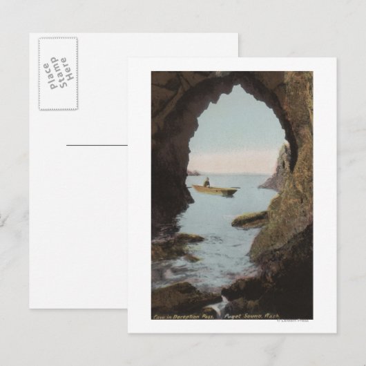 Puget Sound, WA - Grot in bedrog Briefkaart (Voorkant / Achterkant)