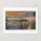 Puget Sound, WA - Yacht Club Moorings at Sunset Briefkaart (Voorkant)
