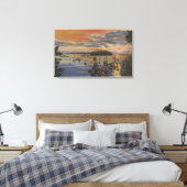 Puget Sound, WA - Yacht Club Moorings at Sunset Canvas Afdruk (Insitu (Slaapkamer))