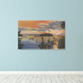 Puget Sound, WA - Yacht Club Moorings at Sunset Canvas Afdruk (Insitu (Houten vloer))