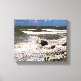 Puget Sound Washington Rocky Beach Waves Foto Canvas Afdruk
