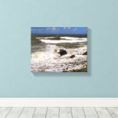 Puget Sound Washington Rocky Beach Waves Foto Canvas Afdruk (Insitu (Houten vloer))