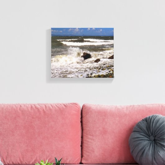 Puget Sound Washington Rocky Beach Waves Foto Canvas Afdruk (Insitu (Woonkamer))
