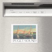 Puget Sound Washington State vintage reisstijl Magneet (Insitu (Vaatwasser))