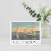 Puget Sound Washington vintage-reisstijl Briefkaart (Staand voorkant)