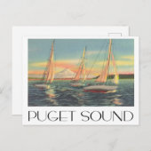 Puget Sound Washington vintage-reisstijl Briefkaart (Voorkant / Achterkant)