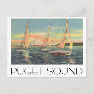 Puget Sound Washington vintage-reisstijl Briefkaart