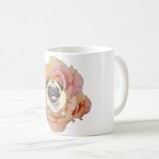 PugFlower Ceramic Coffee Mok (Voorkant rechts)