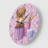 Puggelpupil in schilderpot grote klok (Hoek)