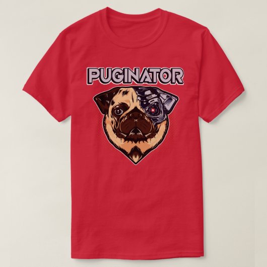 Pugger Funny Robot Pug Dog T-shirt (Design voorkant)