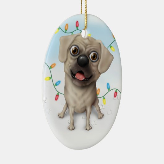 Puggle 2 - kerstversiering keramisch ornament (Rechts)