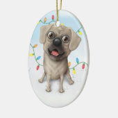 Puggle 2 - kerstversiering keramisch ornament (Links)