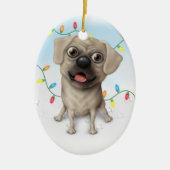 Puggle 2 - kerstversiering keramisch ornament (Voorkant)
