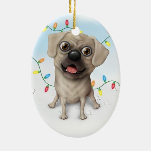 Puggle 2 - kerstversiering keramisch ornament (Achterkant)