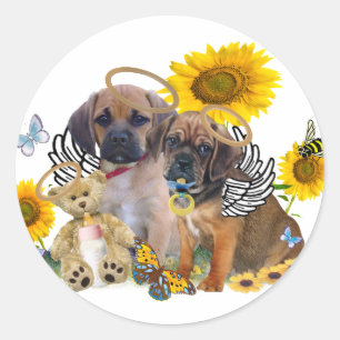Puggle Angel Babies Ronde Sticker