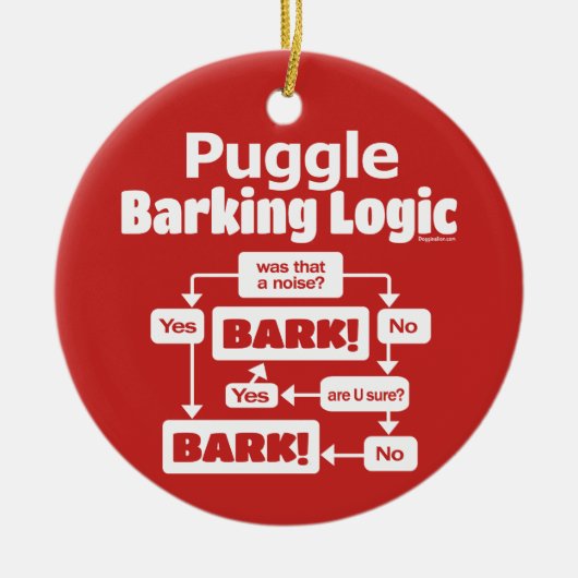 Puggle Barking Logic Keramisch Ornament (Voorkant)