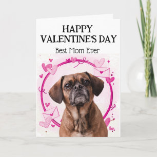 Puggle Beste Moeder Aangepaste Valentijnsdag Vakan Feestdagen Kaart