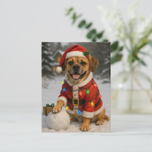 Puggle Christmas Kaart (Staand voorkant)